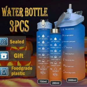 3pcs Motivational Sport Water Bottle Set